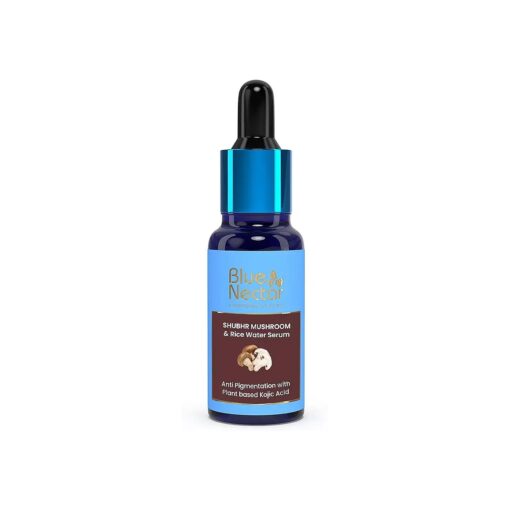 Blue Nectar Plant Based Almond Serum for Even Skin Tone | Face Serum for Women & Men with Rice Water & Mushroom | All Skin Types ( 13 Herbs,1Fl Oz )