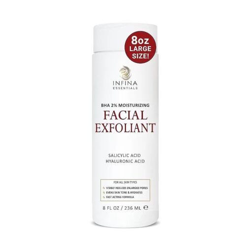 Face Exfoliator, Big 8 fl oz, Pore Reducing BHA Liquid Exfoliant w/Glycolic Acid, Salicylic Acid & Hyaluronic Acid, Facial Skin Care for Smooth, Even Toned Skin