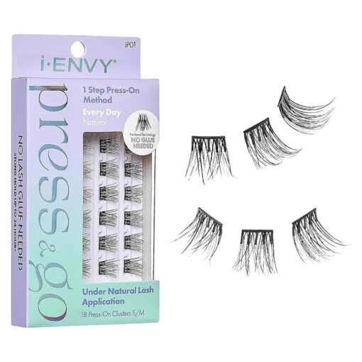 i-ENVY Press & Go Self-Adhesive Eyelashes, No Glue Needed False Eyelash Clusters, Easy Application 1 Step Press-On Lashes, No Damage or Residue ( Every Day Natural )