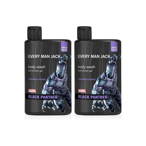 Every Man Jack Body Wash - Marvel Black Panther | 13.5-fl oz Twin Pack - 2 Bottles Included | Naturally Derived, Parabens-free, Pthalate-free, Dye-free, and Certified Cruelty Free