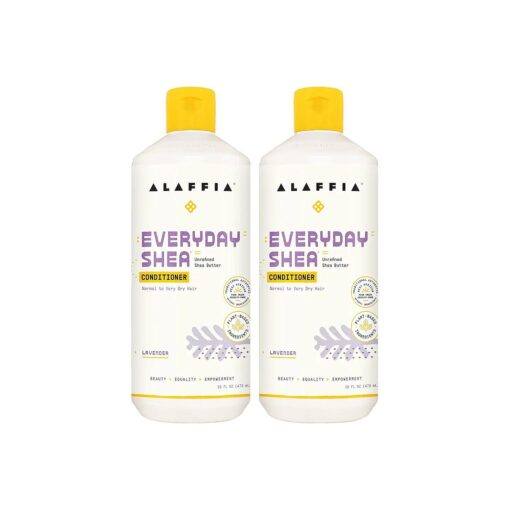 Alaffia EveryDay Shea Conditioner, Moisturizes, Restores and Protects, Made with Fair Trade Shea Butter, Cruelty Free, No Parabens, Vegan, Lavender, 2 Pack, 16 Fl Oz Ea