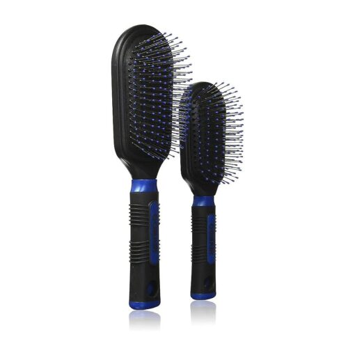 Conair Salon Results Hairbrush Set, Wire Bristles and Cushion Base, Travel Hairbrush and Full-Size Hairbrush Included, Color May Vary, 2 Count