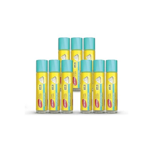 Carmex Daily Care Moisturizing Lip Balm Sticks, SPF 15, Cupcake Batter Flavor, 9 Count