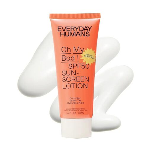 Everyday Humans Oh My Bod SPF50 Sunscreen Body Lotion 3.4 oz | Travel Ultra Light & Invisible SPF | Sweat & Water Resistant | Does n't Sting Eyes | UVA/UVB Broad Spectrum Protection | Oxybenzone Free