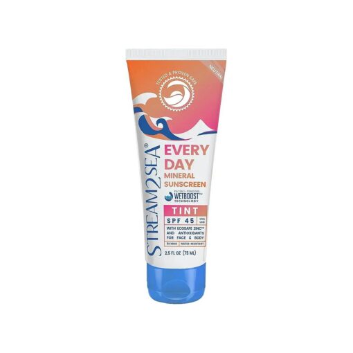 SPF 45 Every Day Tint Mineral Sunscreen | 2.5 Fl Oz Biodegradable, Paraben Free & Reef Safe Sunscreen | Non-Greasy Tinted Sunscreen For Face | Protection Against UVA & UVB for Face & Body