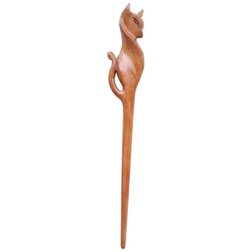 Marycrafts Cat Wooden Hair Stick For Buns Hair Fork For Women Long Hair