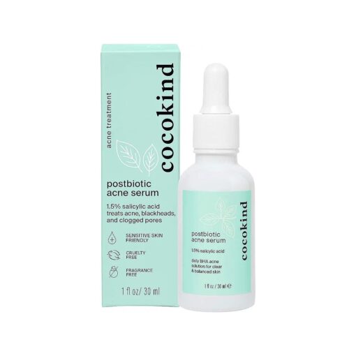 Cocokind Postbiotic Acne Serum, Salicylic Acid Serum and BHA Liquid Exfoliant - Exfoliating, Brightening and Hydrating Serum