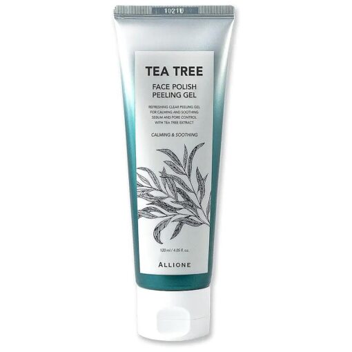 W BEAUTY Face Polish Peeling Gel Tea Tree 120ml 4.05 fl, oz, Gommage Skin exfoliator Helps Dead Skin Removal Deep Cleansing dull and flaky skin clogged pores