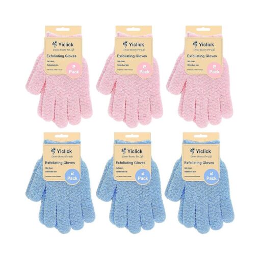 Yiclick Heavy Exfoliating Gloves, Exfoliating Body Scrubber for Bath Shower Exfoliation, Body Scrub Exfoliator for Dead Skin Remover, Exfoliate Sponge Loofah Washcloth Mitt Men Women