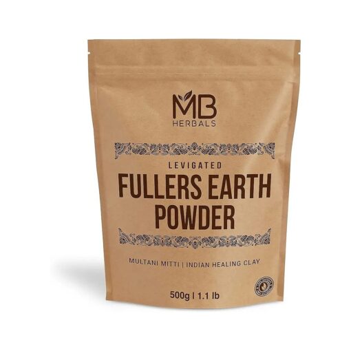 MB Herbals Fullers Earth Powder 500 Gram | 1 lb Plus | > One Pound | Multani Mud Mitti Indian Healing Clay | Pure Fuller 's Earth Powder | No Added Fragrance