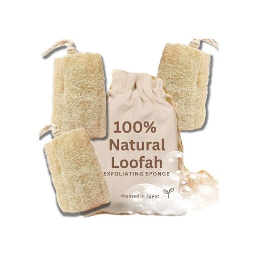 Exfoliating Body Scrubber Loofah Sponge - Natural Egyptian Bath & Shower Scrubbers for Face, Back & Body - Biodegradable Luffa Wash Exfoliator - Eco Friendly, No Toxic Chemicals ( 3 Pack )