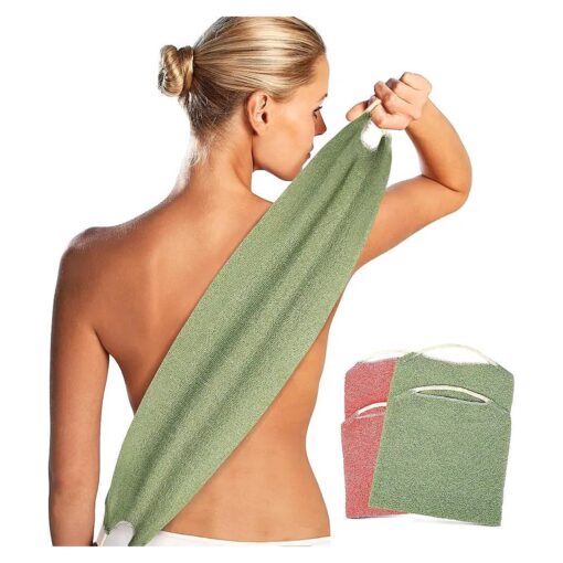 2 Pack Back Scrubber for Shower Towel, Exfoliating Body Scrubber with Handles for Men & Women, Deep Cleans Skin Massages