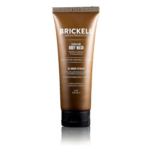 Brickell Men 's Exfoliating Body Wash, Natural and Organic Body Scrub and Gel Wash to Cleanse and Reveal Fresh, Clear Skin, 8 Ounce, Scented ( Fresh Mint, 8 oz )