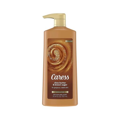 Caress Exfoliating Body Wash with Pump For Gorgeous, Radiant Skin Shea Butter & Brown Sugar 25.4 oz