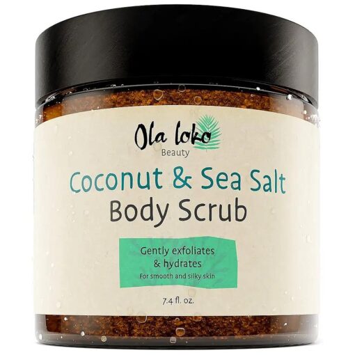 Coconut and Dead Sea Salt Body Scrub - Body Scrub Exfoliator, Scrubs & Body Treatments with Hyaluronic Acid & Vitamin E, Exfoliating Body Scrub to Moisturize & Remove Dead Skin, Exfoliating Scrub