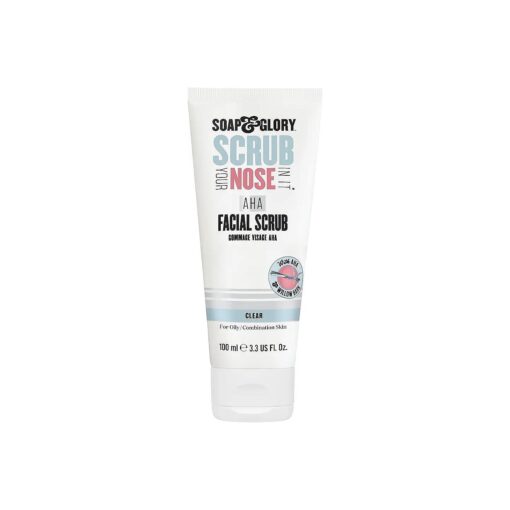 Soap & Glory Scrub Your Nose In It Exfoliating Face Scrub - Purifying, De-Clogging Deep Pore Cleanser & AHA Exfoliant - Chamomile & Mint 2 Minute T Zone Face Exfoliating Scrub for Excess Oils ( 100ml )