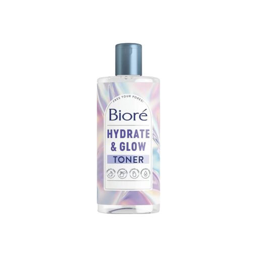 Biore Hydrate & Glow 2 % Lactic Acid and Malic Acid, Alcohol Free Toner, Exfoliating Face Toner for Dry, Sensitive Skin with Coconut Water, Dermatologist Tested, Fragrance Free, 8 Oz Bottle