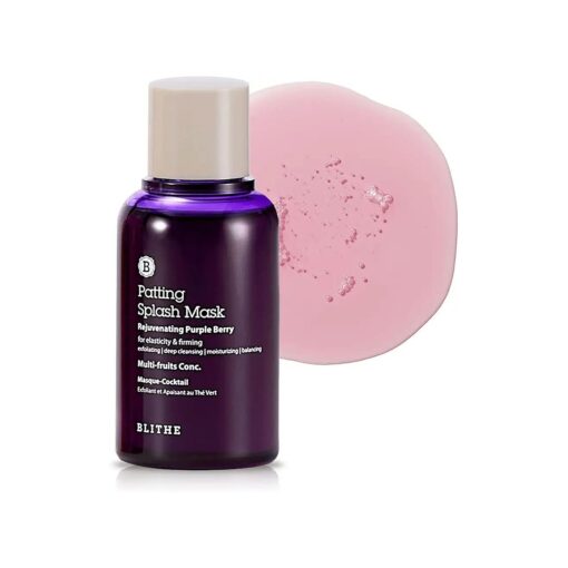 Blithe Patting Splash Mask Exfoliating Face Wash Rejuvenating Purple Berry - Facial Exfoliator with Castor Oil & Lactic Acid for Blemished Dry Skin, K Beauty Elasticity & Firming 2.3 Fl Oz