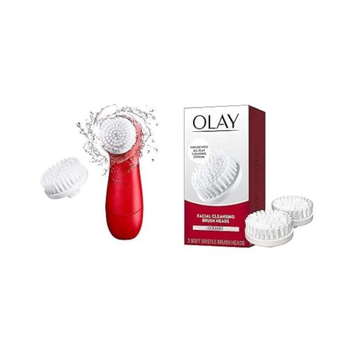 Facial Cleansing Brush with 2 Brush Heads and Facial Cleansing Brush Replacement, 2 Count