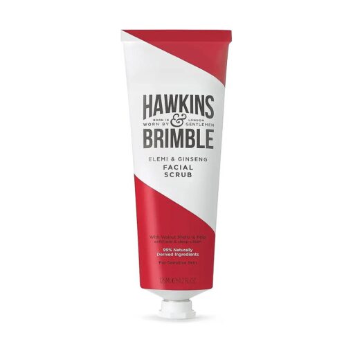 Hawkins & Brimble - Facial Scrub for Mens, 125ml - Mens Grooming Face Scrub Exfoliator and Deep Clean for Mature and Sensitive Skin - Pre Shave Lotion for Improve Shaving with Elemi and Ginseng Scent