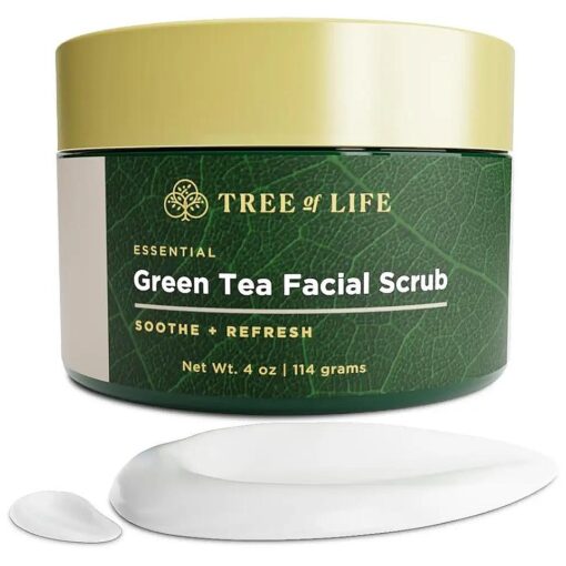 Tree of Life Exfoliating Facial Scrub with Antioxidants | Face Scrub with Green/White Tea Extract, 4 Oz