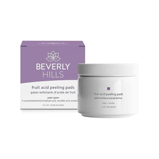 Beverly Hills Fruit Acid Peeling Pads - 50 Face Exfoliator Pads for Reducing Fine Lines & Dark Spots | Facial Cleansing Pads with Salicylic, Lactic & Mandelic Acid for Glowing Skin, 50 Face Pads