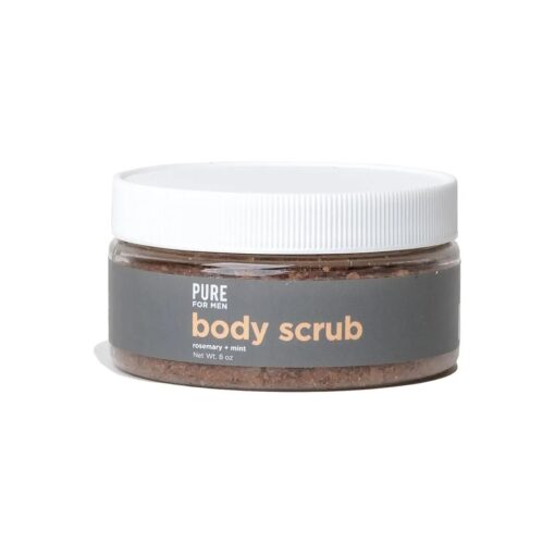 Pure for Men 's Exfoliating Face & Body Scrub | Gentle & Natural Cleanser, Removes Dead Skin Cells & Leaves Skin Smooth | Lemon and Spearmint | 8 oz .