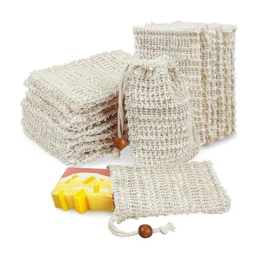 50 Soap Bags Mesh Exfoliating, 100 % Natural Sisal Soap Pouch, Soap Savers for Shower Use Like Massaging And Scrubbing ( 5.3 x 3.7inches )