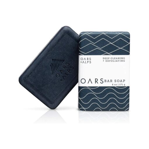 Oars + Alps Blue Charcoal Exfoliating Men 's Bar Soap, Dermatologist Tested and Made with Clean Ingredients, Travel Size, 1 Pack, 6 Oz