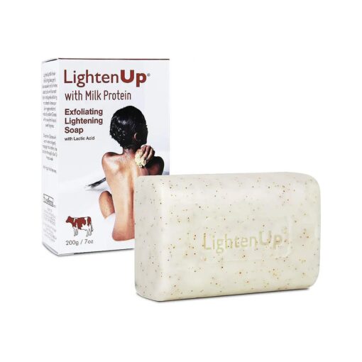 LightenUp, Lactic Acid Exfoliating Soap | 7.7 oz / 200 g | Brightening Bar, AHA Soaps for Knees, Body, Armpits | with Shea Butter, Apricot, Milk Protein