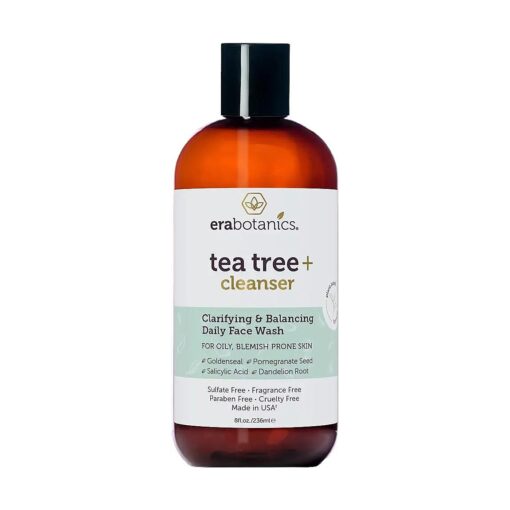 Era Organics Purifying Tea Tree Oil Face Wash - Balancing Cleanser for Oily, Blemish-Prone Skin with Salicylic Acid - Sulfate-Free, Fragrance Free, Made in USA