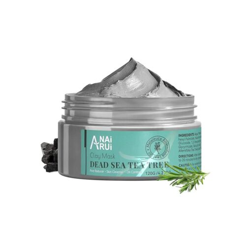 ANAI RUI Dead Sea Mud Mask with Tea Tree Oil & Salicylic Acid, Charcoal, Blackhead Remover, Pore Cleanser, Great for Acne-Prone Oily Skin, Detox Acne Face Mask for Women and Men