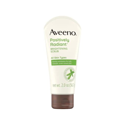 Aveeno Positively Radiant Skin Brightening Exfoliating Daily Facial Scrub with Moisture-Rich Soy Extract, Jojoba & Castor Oils, Soap-Free, Hypoallergenic & Non-Comedogenic Face Cleanser, 5 oz ( Pack of 2 )