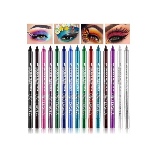 15 Colorful Eyeliner Pen Set, Eye Shadow Pencil, Pearl Eyeliner Kit Metallic Eyeliner Pencil Glitter Eyeliner for Women Eye & Lip Liner Professional Eye Makeup Set Colorful Eyeliner Eye Color