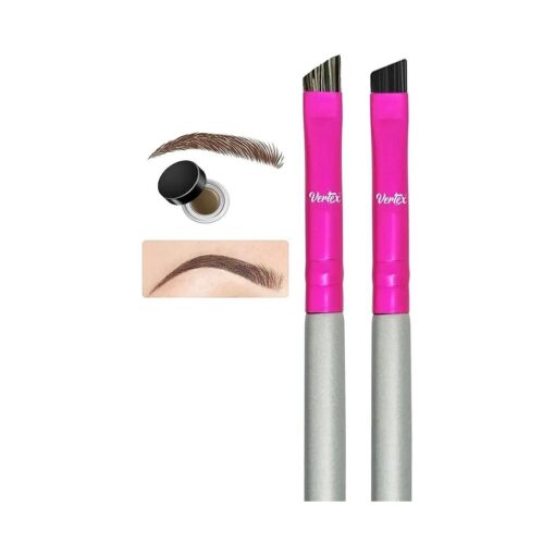 Firm Eyebrow Brush Kit For Makeup Pomade Tint Stencil Color Waterproof Applicator 2 Pc Angled Eye Brow Lamination Kit To Contour Conceal Brows With Razor Thin Hair Strokes Filling Winged Eyeliner