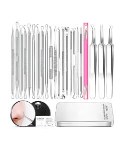 Professional Pimple Popper Tool Kit - 22 PCS Blackhead Remover Tools for Acne and Zit Popping Comedone Extractor with Magnifying Glass and Alcohol Pad