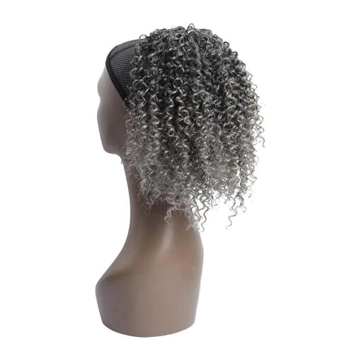 YEBO Afro Drawstring Curly Ponytail Drawstring 10 Inch Curly Pony Hair Pieces Ombre gray color for African American Women Afro Kinky Synthetic Ponytail Extension ( M1B/Gray,10Inch )