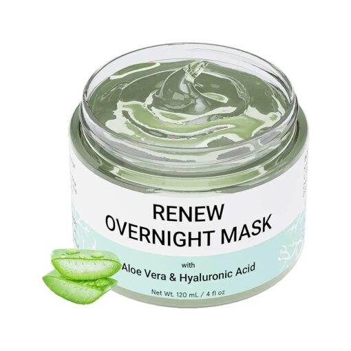 Doppeltree RENEW Overnight Facial Mask with Aloe Vera Gel & Hyaluronic Acid, Anti Aging Hydrating Face Mask for All Skin Types, Night Time Skin Care & Repair