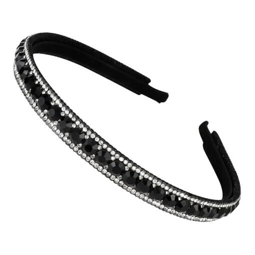 Wecoe Rhinestone Headband Women Narrow Black Headband Women Non Slip Fashion Bling Sparkly Diamond Headband Skinny Hair Band Birthday Holiday Hair Accessories For Women Girls Valentine 's Day Gifts