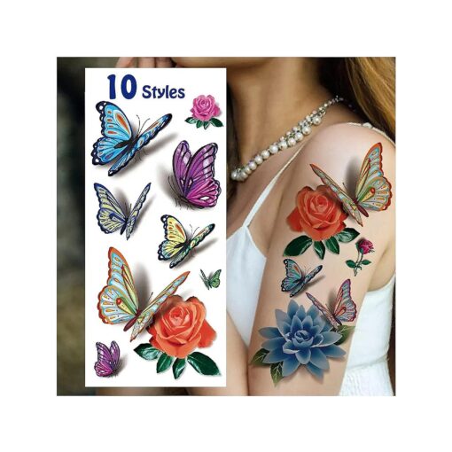 78 Styles Temporary Tattoos for Women Adults, 3D Butterfly Tattoo Stickers Realistic Tatuajes Temporales Woman, Waterproof Long Lasting Flower Fake Tattoos Sexy Semi Permanent Tatoo