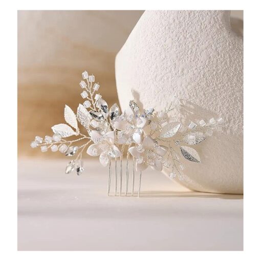 SWEETV Wedding Hair Comb Clip Bridal Crystal Wedding Hair Accessories for Brides and Bridesmaid, Silver