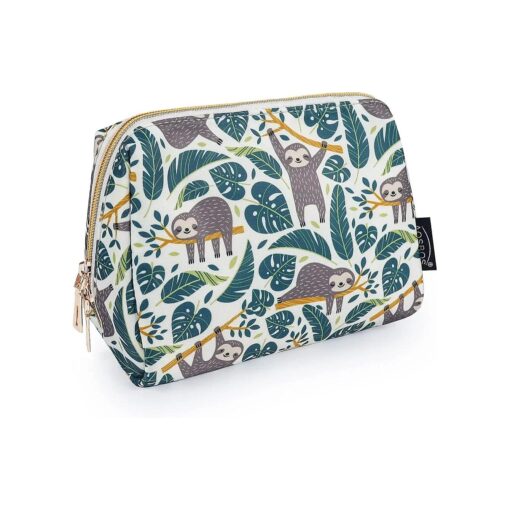 Aosbos Small Makeup Pouch Travel Size Makeup Bag Cosmetic Travel Bag Makeup Bags for Women Cosmetic Pouch Cosmetic Bags Makeup Case Make Up Bag for Purse Green Leaf