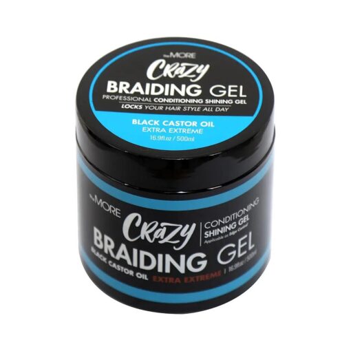 The MORE Crazy Conditioning Shining Braiding Gel Extra Extreme Hold | All Hair Types, Clear Styling Gel Great for Braiding, Twisting, Smooth Edges, Nourishes Scalp, Hair Growth