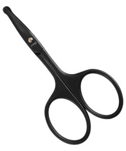 LIVINGO 3.75" Premium Nose Hair Scissors, Curved Safety Blades with Rounded Tip for Trimming Small Details Facial Hair, Ear Hair, Eyebrow ( Black )