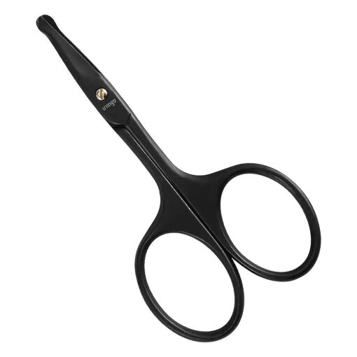 LIVINGO 3.75" Premium Nose Hair Scissors, Curved Safety Blades with Rounded Tip for Trimming Small Details Facial Hair, Ear Hair, Eyebrow ( Black )