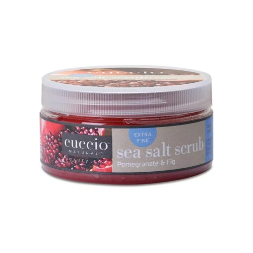 Naturale Sea Salt Scrub - Extra Fine - Gently Exfoliates To Remove Dead Skin Cells - Leaves Skin Supple, Radiant And Youthful Looking - Paraben And Cruelty Free - Pomegranate And Fig - 8 Oz