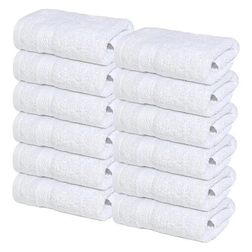 Infinitee Xclusives Premium Wash Cloths for Showering [ 13x13 ], 100 % Cotton washcloths [ 12 Pack ], Soft and Absorbent Face Towels for Bathroom, Gym, and Spa ( Brilliant White, Washcloths )