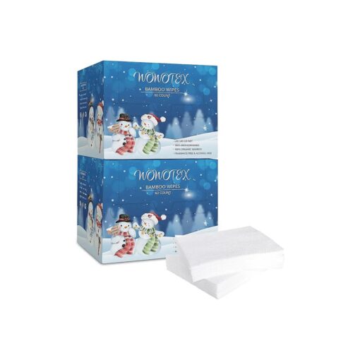 Christmas Style Disposable Face Towel Biodegradable Large Dry Face Wipes 120 Count/2 Box Extra Thick Soft Clean Facial Towels for Sensitive Skin, Facial Cleansing, Nursing, 10" x12"