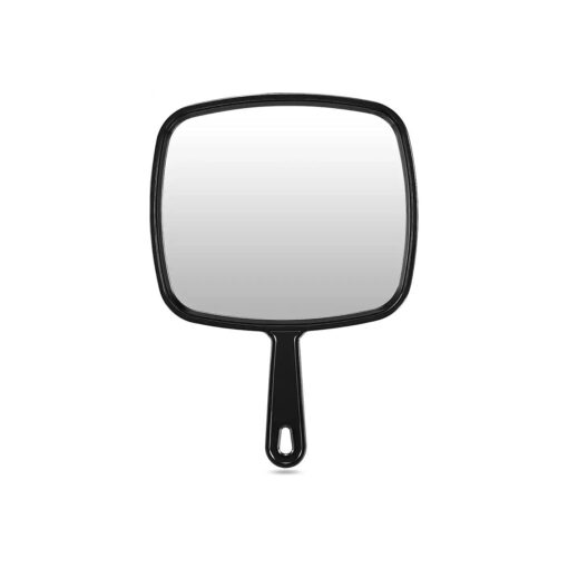 Extra Large Hand Mirror, Salon Barber Hairdressing Handheld Mirror with Handle ( Square Black 9" x 12.4" )