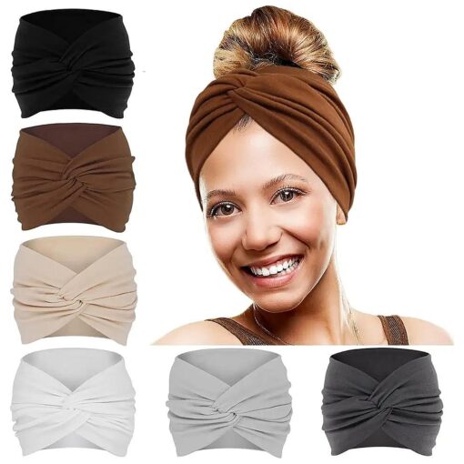 Wide Headbands For Women Extra Large Headband Twisted Knot Head Bands For Women 's Hair Band Turban Accessories 6 Pack